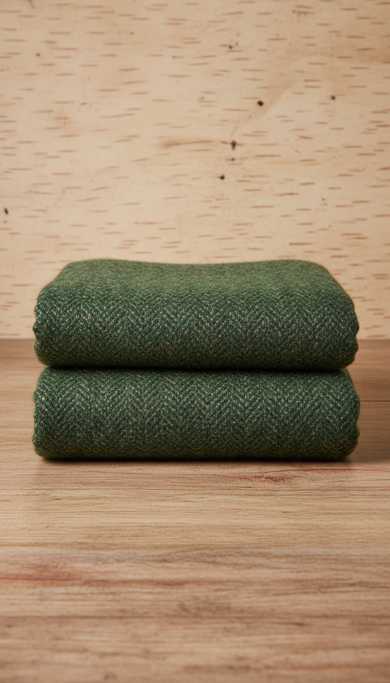 Evergreen Wool Throw Blanket
